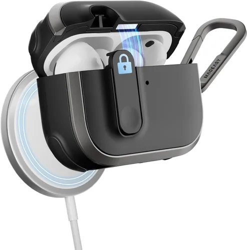 Miniatura 16 de MAGEASY Odyssey - Funda para AirPods Pro 2, funda resistente para AirPods Pro con bloqueo seguro, clip de mosquetón para protección a prueba