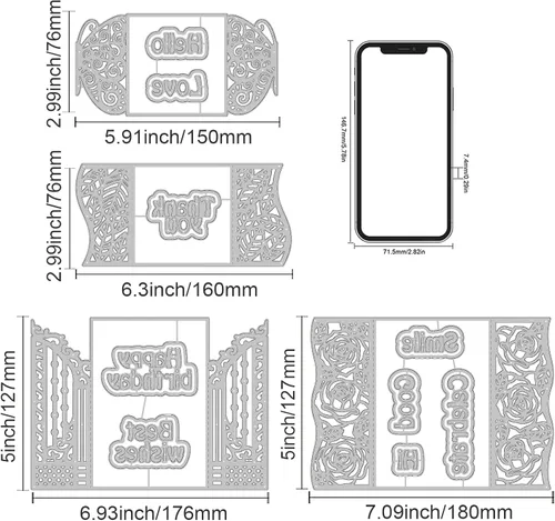 Miniatura 2 de INFUNLY 13 Piezas Troqueles en Forma de Tarjeta 3D para Hacer Tarjetas Tarjeta de Invitación Fondo Troqueles de Corte Flor Metal Palabra Troquel