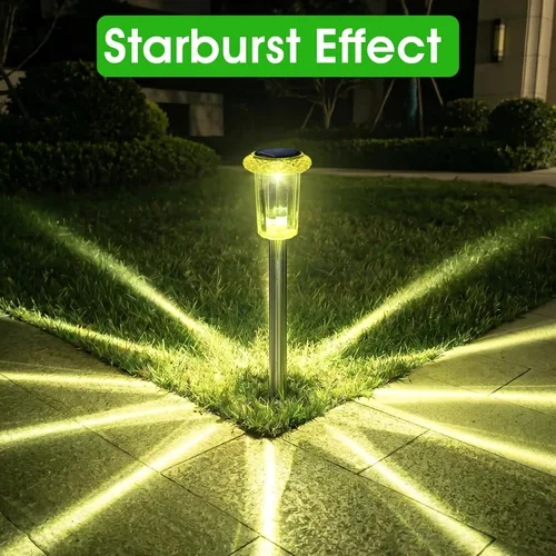 Miniatura 3 de Eyrosa Luces solares para exteriores, patrón de explosión de estrellas, paquete de 10 unidades de carcasa amarilla limón de alta visibilidad, luces