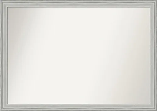 Miniatura 404 de Amanti Art Espejo de baño plateado para sobre fregadero, 25 x 25 pulgadas, espejo de tocador cuadrado estrecho de níquel cepillado, marco de madera