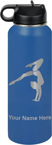 Miniatura 22 de LaserGram Botella de agua personalizada, soporte de mano de gimnasta, acero inoxidable de doble pared aislada al vacío con popote superior, regalo