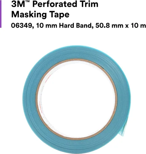 Miniatura 5 de 3M Cinta adhesiva perforada 06349, protección para molduras, cinta para levantar molduras, desgarre manual, banda dura de 10 mm, 50,8 mm x 10 m