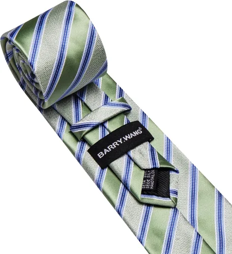 Miniatura 18 de Barry.Wang Juego de corbatas para hombre, corbata de seda a rayas, tejido a cuadros, gemelos formales, negocios, boda