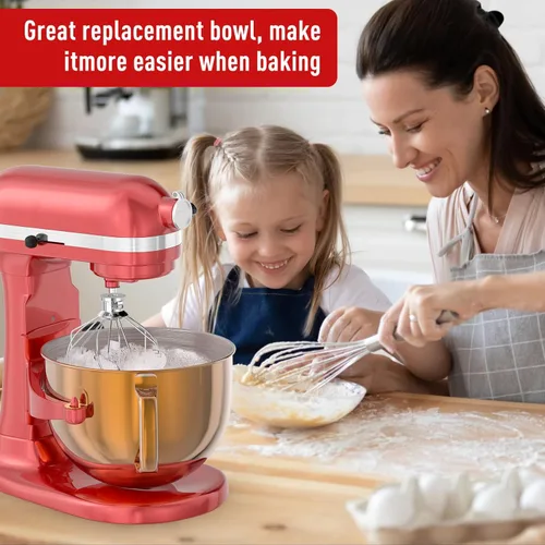 Miniatura 6 de Tazón de mezclador de acero inoxidable de 6QT para mezcladores de pie Kitchenaid, tazón de mezcla de Kitchen Aid para mezclador de elevación de 6QT