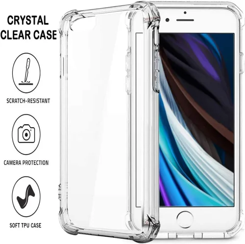 Miniatura 3 de Funda compatible con iPhone SE 2nd 2020 / iPhone SE 3 2022, protector de pantalla delgado, absorción de golpes, esquinas reforzadas, silicona TPU