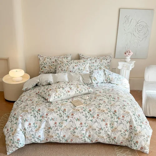 Miniatura 53 de EAVD - Juego de funda de edredón floral amarillo, tamaño Queen, de algodón, reversible, con estampado de jardín, floral, estético, 1 funda