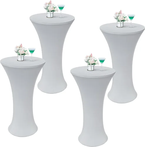 Miniatura 13 de Wolkemer 4 piezas manteles redondos negros de 24x43 pulgadas ajustados elásticos para mesa de cóctel highboy para banquete bar fiesta pub boda