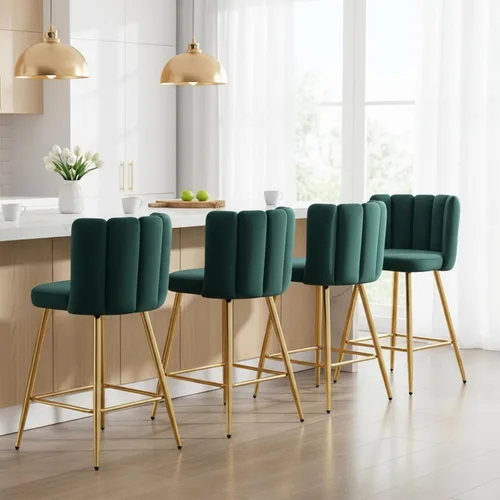 Miniatura 28 de Velvet - Taburetes de bar de 30 pulgadas de altura, juego de 2 taburetes de cocina modernos tapizados, taburetes de mostrador con patas de metal