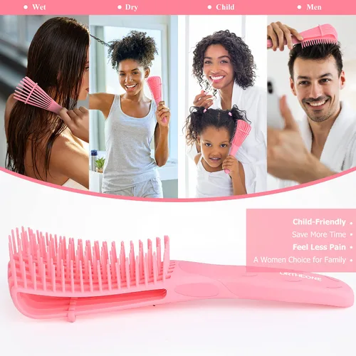 Miniatura 6 de Cepillo desenredante para el cabello, cepillo desenredante para adultos y niños, juego de peines para cabello rizado, ondulado y con bucles