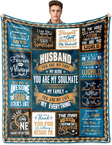 Regalos para marido de parte de la esposa, regalos para marido manta de 60 x 50 pulgadas, regalo de cumpleaños para marido, boda romántica para