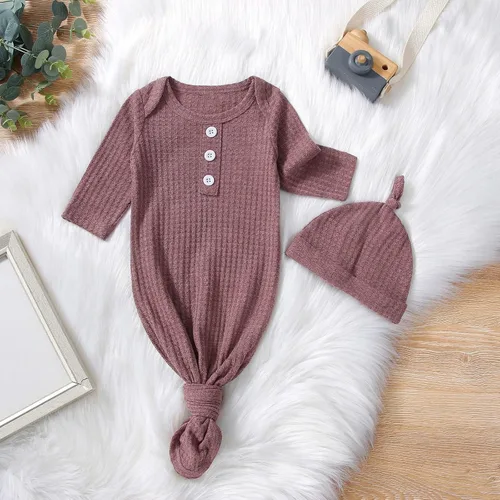 Miniatura 2 de Year 12 Formal Dresses Two Pieces Toddler Girl Long Sleeved Solid Color Crawling Suit Long Dress Including Hat 7