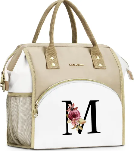 Miniatura 19 de Lonchera con inicial para mujer, lonchera térmica para niñas, lonchera grande para adultos, a prueba de fugas, para trabajo de picnic, bolsa de mano