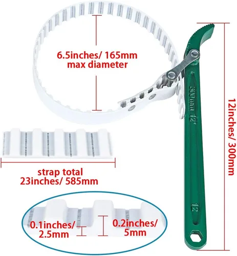 Miniatura 3 de Skelang Llave de correa ajustable, llave de correa de alambre de acero multiusos de 12 pulgadas para reemplazar filtro de agua, filtro de aceite