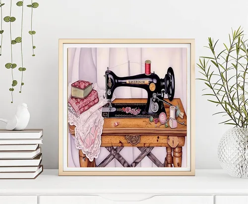Miniatura 2 de Diymood Kits de pintura de diamantes 5D para máquina de coser para adultos, kits de arte de diamantes para adultos, redondo de taladro completo