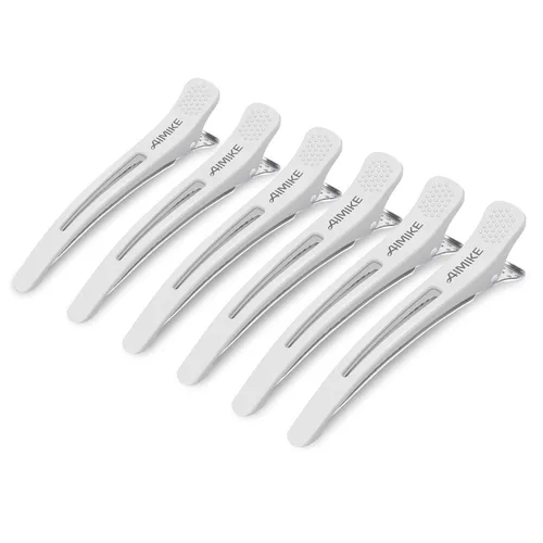 AIMIKE 6 pinzas de pelo profesionales para corte de peinado, antideslizantes, sin rastro, pinzas de pelo con banda de silicona, pinzas de corte de