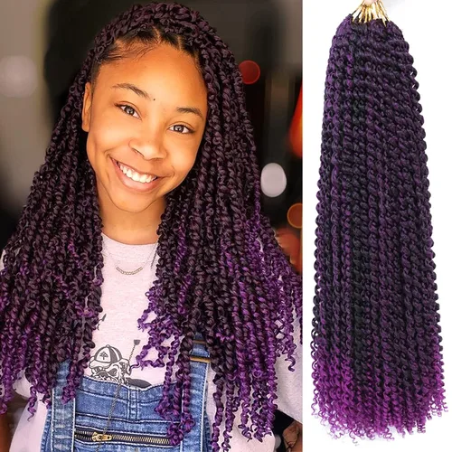 Miniatura 28 de Cabello Passion Twist de 24 pulgadas, 8 paquetes de cabello Passion Twist de ganchillo para mujeres, cabello trenzado Passion Twists largo bohemio