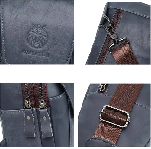 Miniatura 38 de LUKZIJAES Bolso bandolera de cuero genuino para hombre