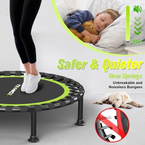 Miniatura 5 de ZCMHAXJ Foldable Mini Trampoline, 40"/48" Rebounder Trampoline for Adults & Kids, 450lbs Capacity with U-Shaped Adjustable Bar, Indoor Fitness