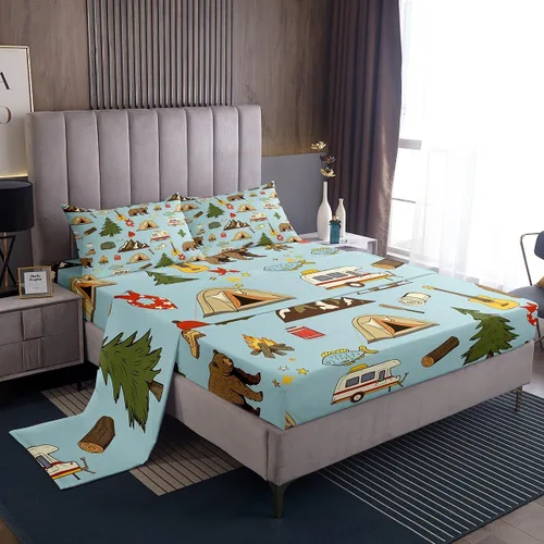 Miniatura 10 de Erosebridal American Flag Bed Sheets Twin Army Green Camo Deep Pocket Fitted Sheet for Kids Boys Girls Bear Claw Hunting Theme Bedding Set Camoflage