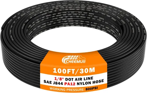 Miniatura 20 de CheeMuii 50 pies 3/8 Tubo Neumático 3/8" PA12 Nylon DOT Línea de Aire SAE J844 Manguera de Aire DOT 15.3 Metros 3/8 Pulgadas OD Tubo de Aire Negro