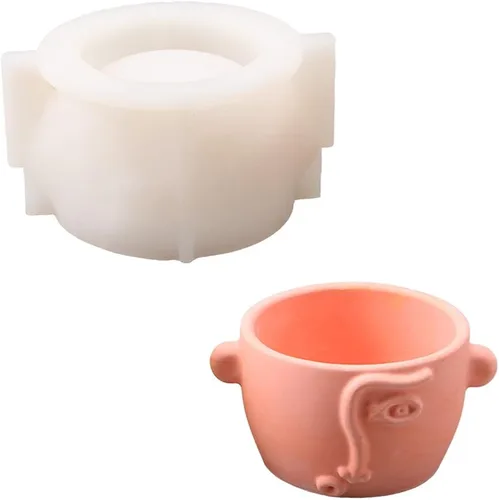 Moldes de silicona para macetas de cemento facial, molde para hormigón, yeso, arcilla, suculentas, herramienta para hacer macetas SH0679