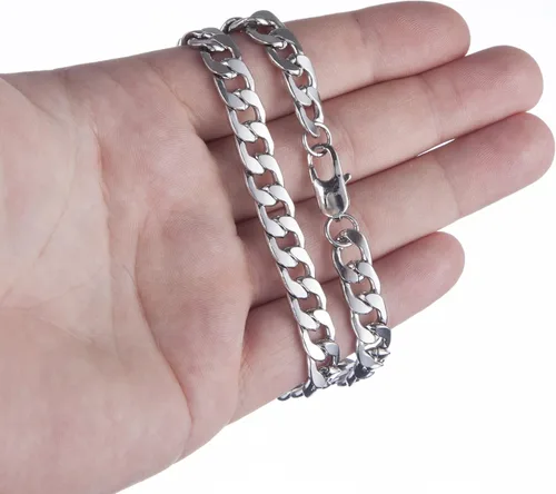 Miniatura 2 de Silvadore 9mm Curb Chain For Men - Mens Necklace Flat Cuban Stainless Steel Jewelry - Neck Link Man Boys Male Heavy Military - 18 20 22 24 inch