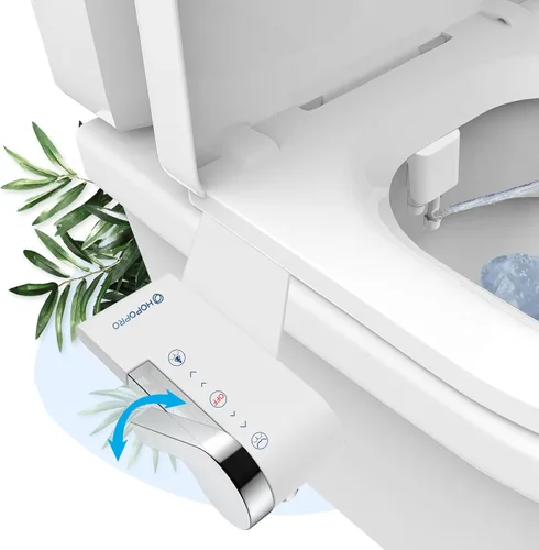 HOPOPRO - Accesorio de bidé para inodoro, bidé no eléctrico ultradelgado con boquilla doble (lavado femenino/posterior), rociador de bidé de agua