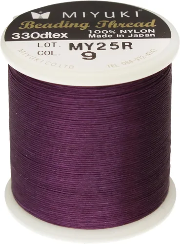 Miniatura 28 de Hilo para abalorios Miyuki – Hilo de nylon previamente encerado para proyectos de enhebrado, carrete de 50 m/55 yardas, color marrón, diámetro