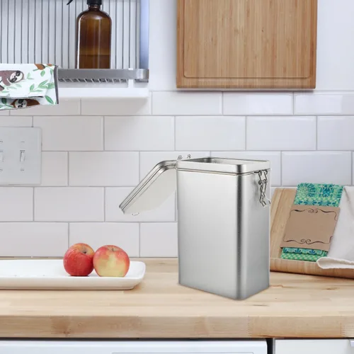 Miniatura 4 de Cubo de almacenamiento de café cuadrado de hojalata con tapa, recipiente hermético para alimentos para despensa de cocina, contenedor de metal