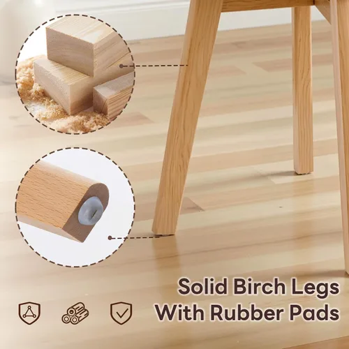 Miniatura 8 de Juego de sillas Ivinta, 2 sillas con brazos, de salón y comedor, con patas de madera maciza, tapizado en tela de lino de mediados de siglo