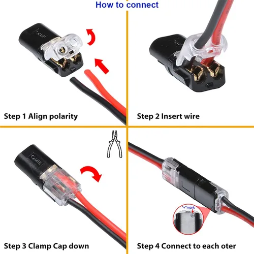 Miniatura 5 de Conector enchufable de doble alambre con hebilla de bloqueo, conectores de cable de calibre pequeño impermeables sin soldadura en kit de conector