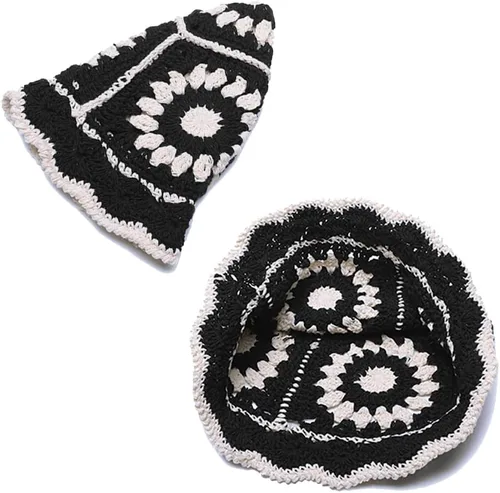 Miniatura 3 de XYIYI Sombrero de Cubo de Ganchillo Tejido para Mujer Hecho a Mano Plegable Sombrero de Playa Lindo Sombrero de Pesca Tejido a Mano