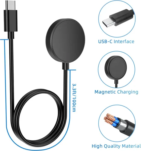 Miniatura 3 de Cargador USB C Galaxy Watch 7 compatible con Samsung Galaxy Watch 7/6 Classic/6/5 Pro/5/4/4 Classic/3/Active 2/Active, base de carga inalámbrica