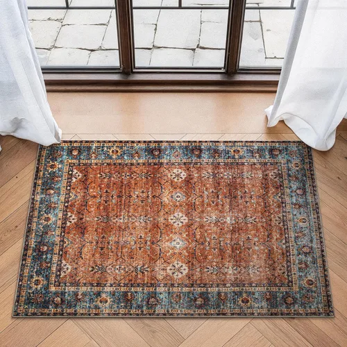 Miniatura 78 de Bloom Rugs - Alfombra lavable, antideslizante, de 1,83 x 2,74 m, color beige/blanco claro con borde tradicional, para sala de estar, dormitorio