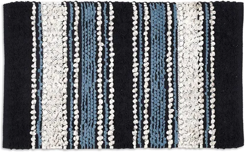 Miniatura 7 de Ramanta Home Alfombra reversible 100% algodón con diamantes tejida a mano de 24 x 60 pulgadas, gris, suave, lavable para baño, cocina, dormitorio