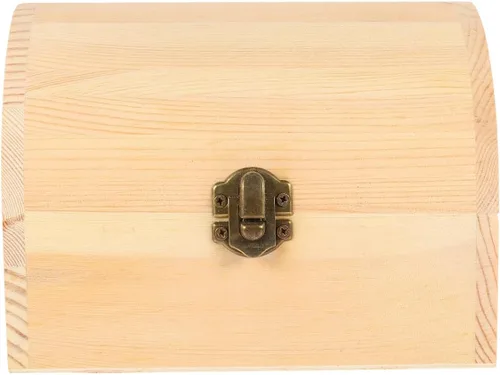 Hemoton Caja de almacenamiento de madera maciza con diseño de arco y cierre de hebilla, 6.29 x 4.72 x 4.52 pulgadas, organizador de recuerdos