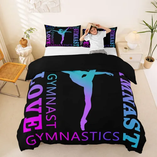 Miniatura 7 de Feelyou Love Gymnastics - Juego de ropa de cama de gimnasia para niñas y niños, ejercicios de suelo, ballet, funda de edredón decorativa de Multi 902