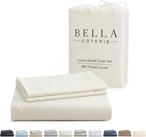 Miniatura 8 de Bella Coterie - Juego de funda de edredón de viscosa de bambú de lujo, tamaño King, 100% cultivado orgánicamente, lazos en las esquinas, ultra
