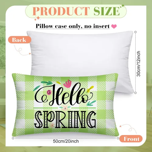 Miniatura 2 de Tatuo Juego de 16 fundas de almohada navideñas de 12 x 20 pulgadas, fundas de almohada de temporada de verano, diseño de gnomo de flores, fundas