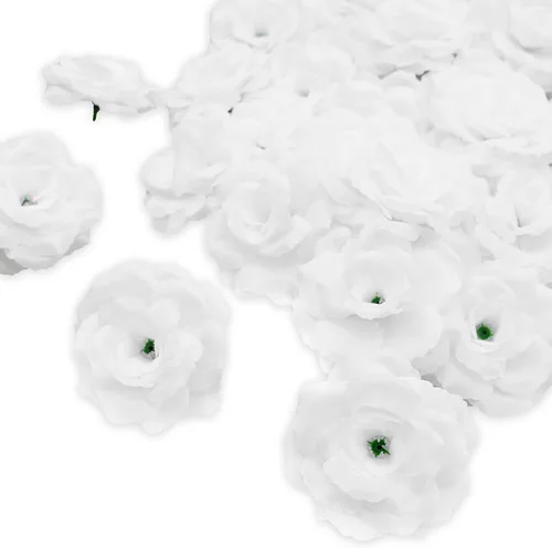 Miniatura 10 de 20 cabezas de rosas artificiales, flores artificiales a granel para manualidades, cabeza de flor de seda de rosa falsa de 3 pulgadas para Plata