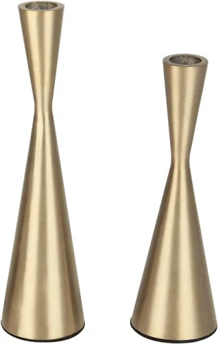 Miniatura 10 de Vixdonos Juego de 3 portavelas de latón dorado con forma cónica de metal, juego de 3 manteles de mesa, portavelas decorativo para bodas, cenas