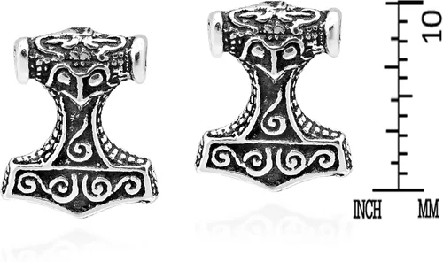 Miniatura 4 de Mighty Thor's Hammer Mjöllnir - Aretes de plata de ley 925, Metal