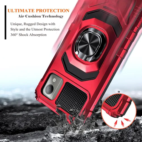 Miniatura 4 de NZND Funda para Nokia C110 con protector de pantalla de vidrio templado (cobertura máxima), protección de cuerpo completo [grado militar], funda Rojo