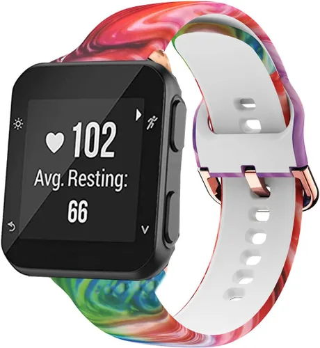 Miniatura 10 de Correa de reloj compatible con Garmin Forerunner 35, correa de repuesto de silicona con patrón de moda para hombre y mujer