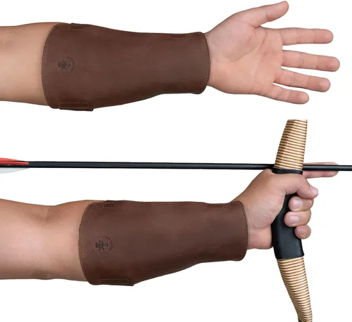 Protector de brazo de tiro con arco, protector de antebrazo, correas ajustables, Archer Essentials, práctica de tiro, Larping, cuero de grano