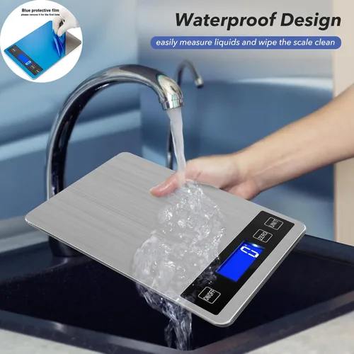 Miniatura 7 de Báscula digital de cocina de alimentos de 33 libras, graduación precisa de 1g/0.05 onzas, báscula de cocina con carga USB, acero inoxidable
