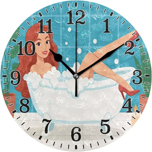 Miniatura 11 de JUNZAN Reloj de bañera con vino romántico espumoso y velas, reloj de pared silencioso de 10 pulgadas, pequeño reloj redondo, decoración de cocina