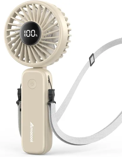 Miniatura 9 de AMACOOL Ventilador portátil de mano con motor dual, 12 aspas, potente ventilador de mano de 4 velocidades, plegable, ventilador de enfriamiento Rosa