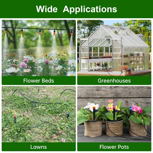 Miniatura 5 de Kit de sistema de riego por goteo de 260 pies, sistema automático de riego de jardín con tubo de 2/5 pulgadas y 1/4 pulgadas para invernadero