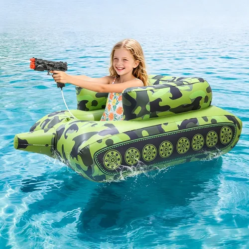 Automatic Electric Water Gun with Pool Floats,Funny Inflatable Tank Pool Floaties for Pool Party,with Powerful Squirt Guns for Adults